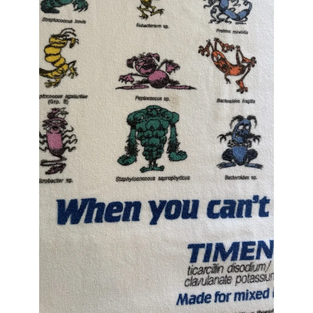 Vintage Timentin Pharmaceutical Beach Towel SmithKline Drug Rep Advertisement